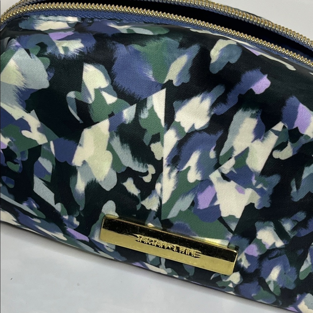 Tartan and Twine Blue and Green Makeup  Pouch with Gold Accent - Picture 7 of 7